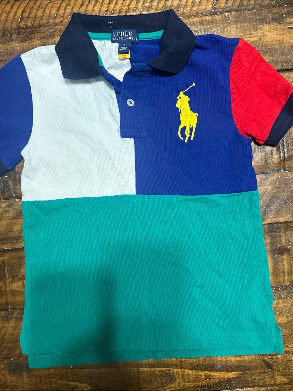 Polo by Ralph Lauren Colorblock Polo in Navy, Green, Red, White